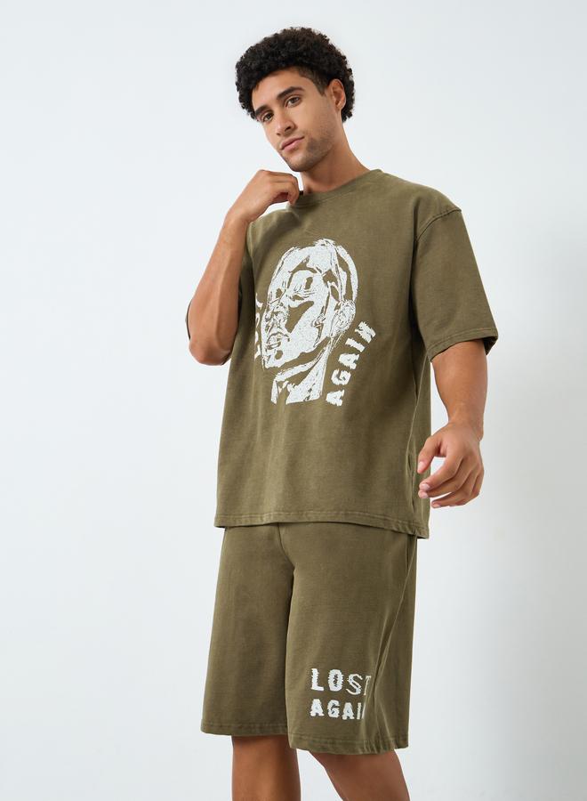 Styli Men Oversized Acid Washed T-Shirt and Shorts Co-Ords - Image 1